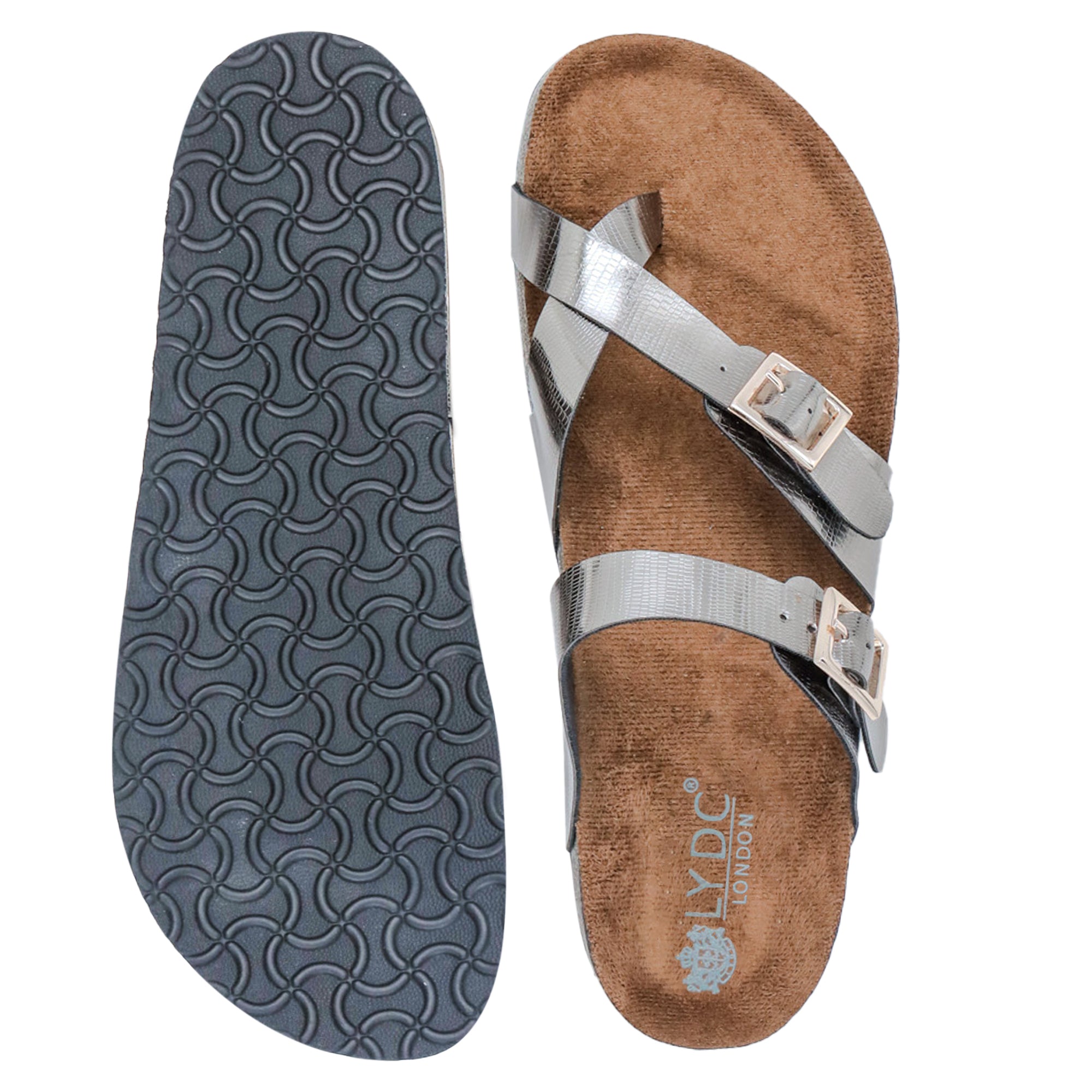LYDC London - Gunmetal L Grain Sandals for Women - Soho - Gunmetal