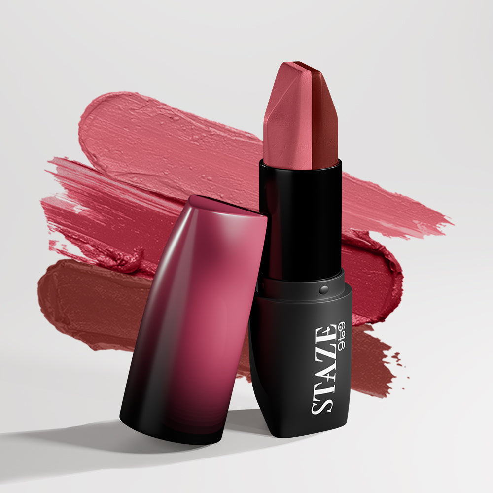 Staze Love Tri-Angle 3 In 1 Matte Lipstick - 01 Brick Pink