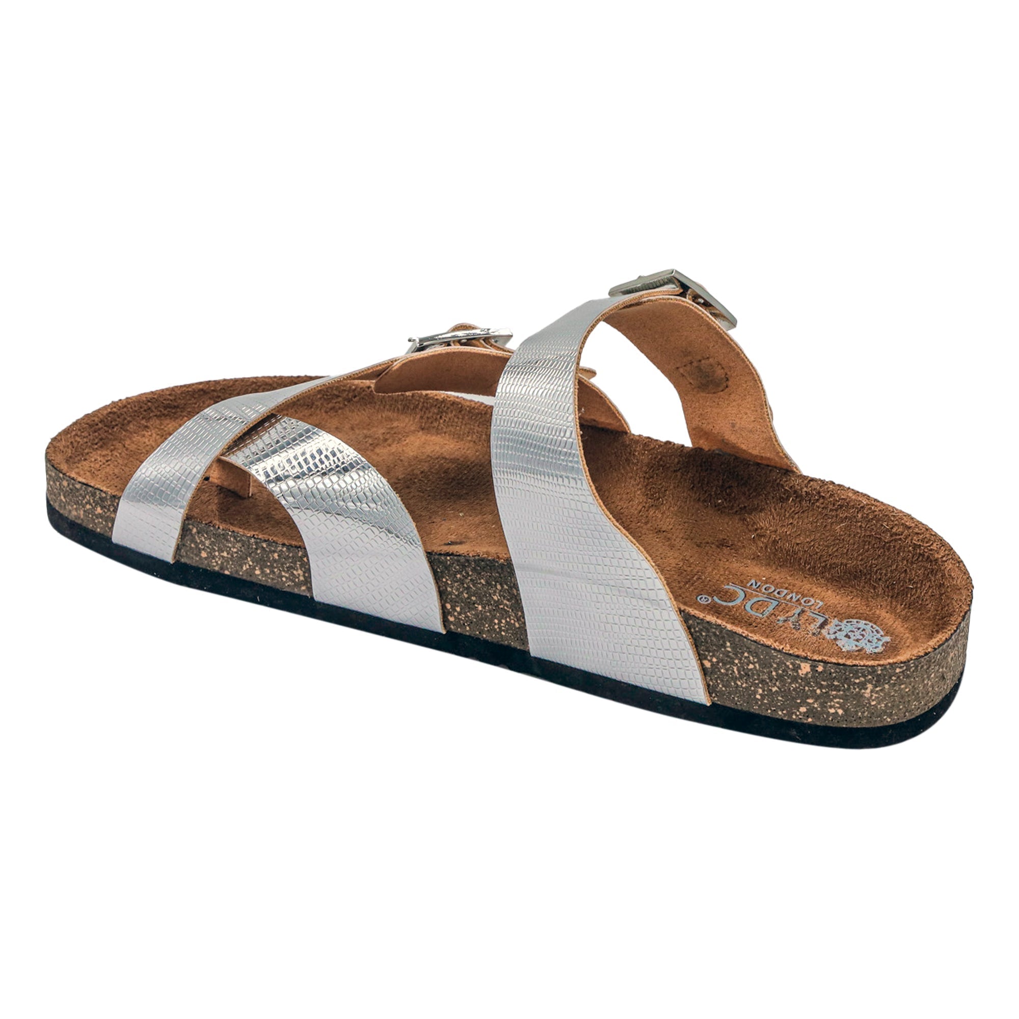 LYDC London - Silver L Grain Sandals for Women - Soho - Silver-L-Grain