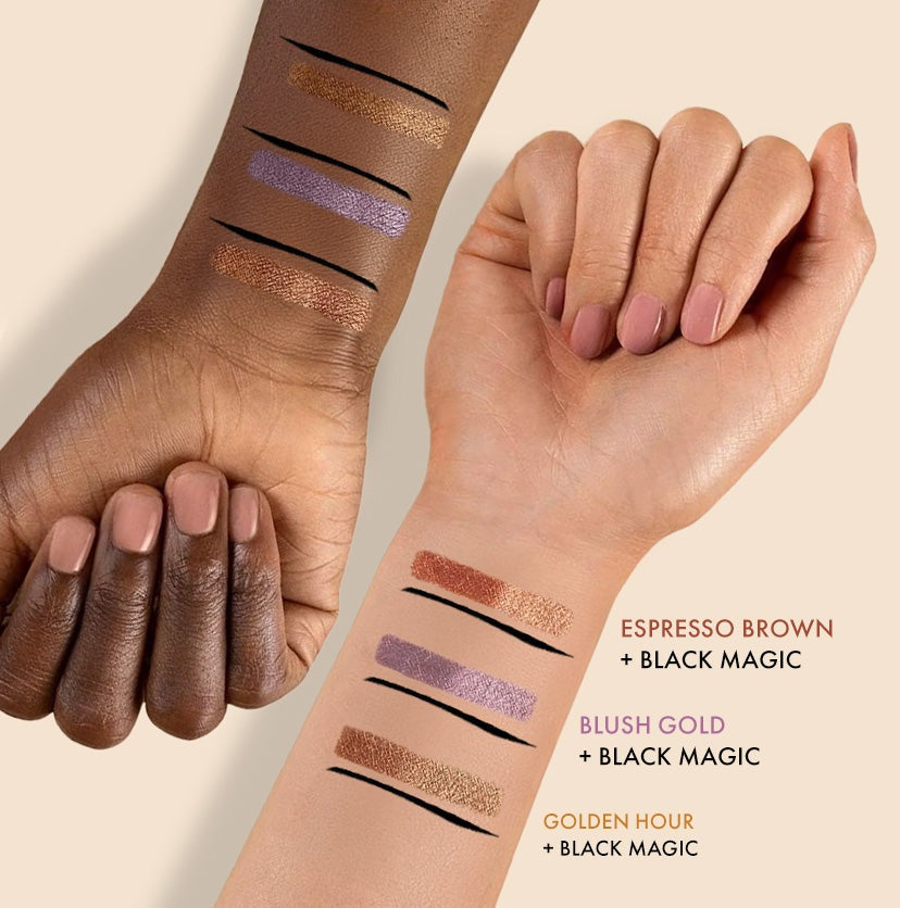 mCaffeine Duo-Verse 2-In-1 Kajal + Eyeshadow - Blush Gold & Black Magic