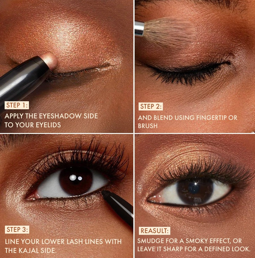 mCaffeine Duo-Verse 2-In-1 Kajal + Eyeshadow - Blush Gold & Black Magic