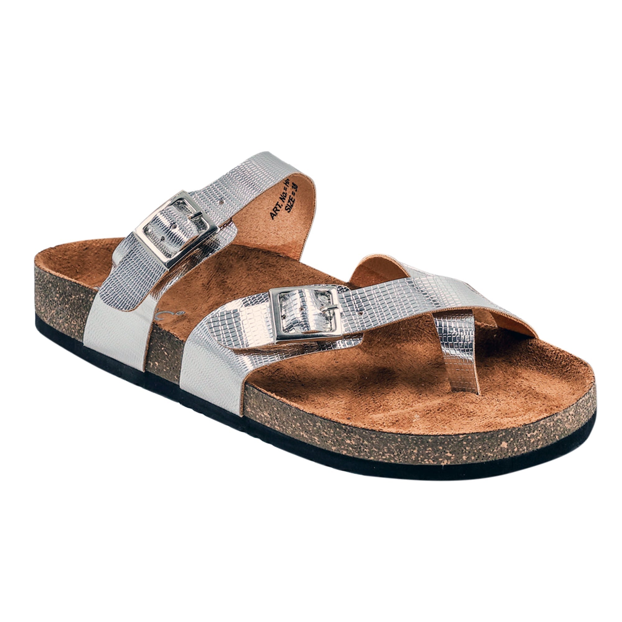 LYDC London - Silver L Grain Sandals for Women - Soho - Silver-L-Grain