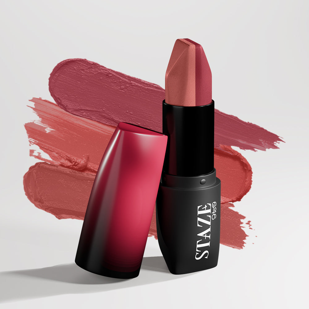 Staze Love Tri-Angle 3 In 1 Matte Lipstick - 01 Brick Pink