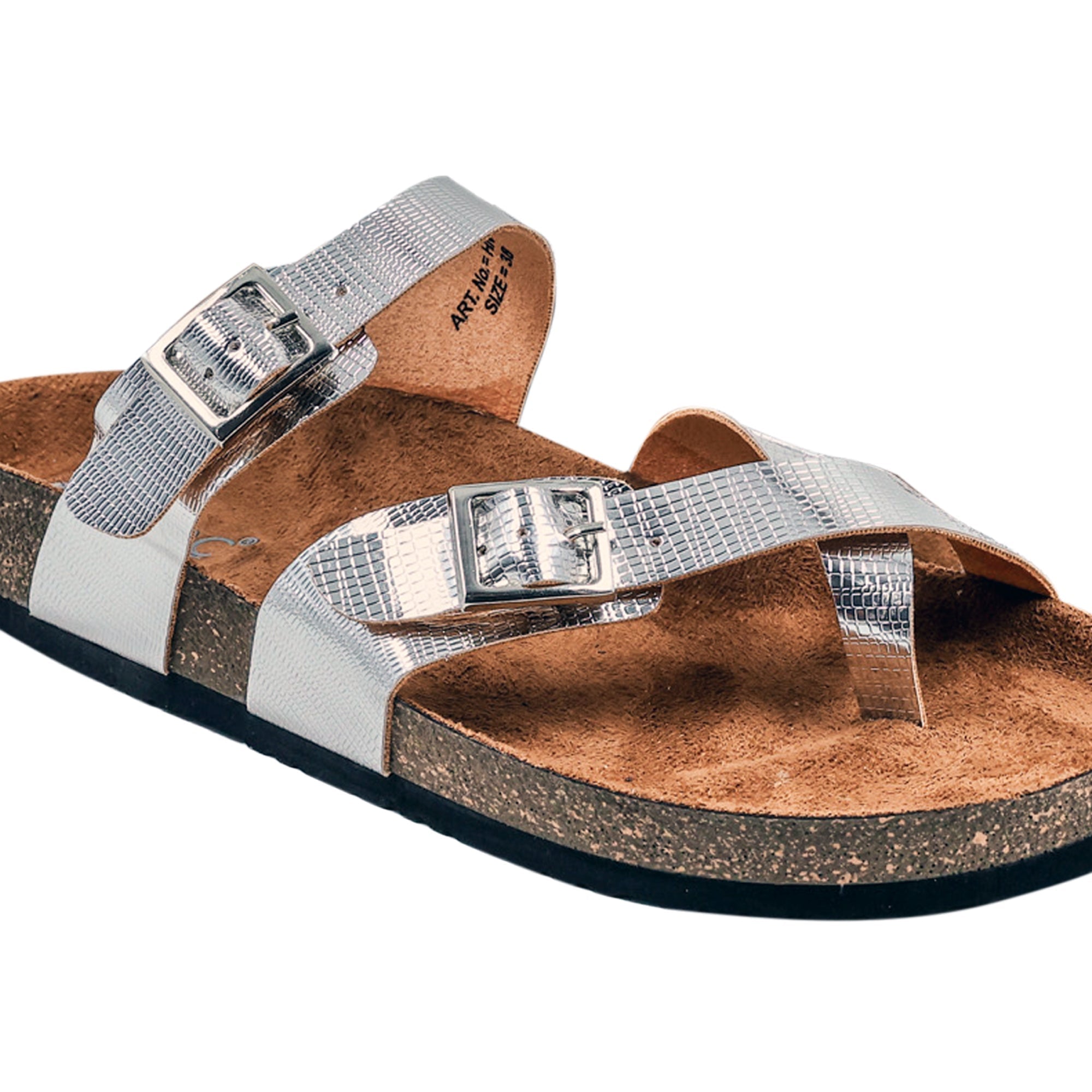 LYDC London - Silver L Grain Sandals for Women - Soho - Silver-L-Grain
