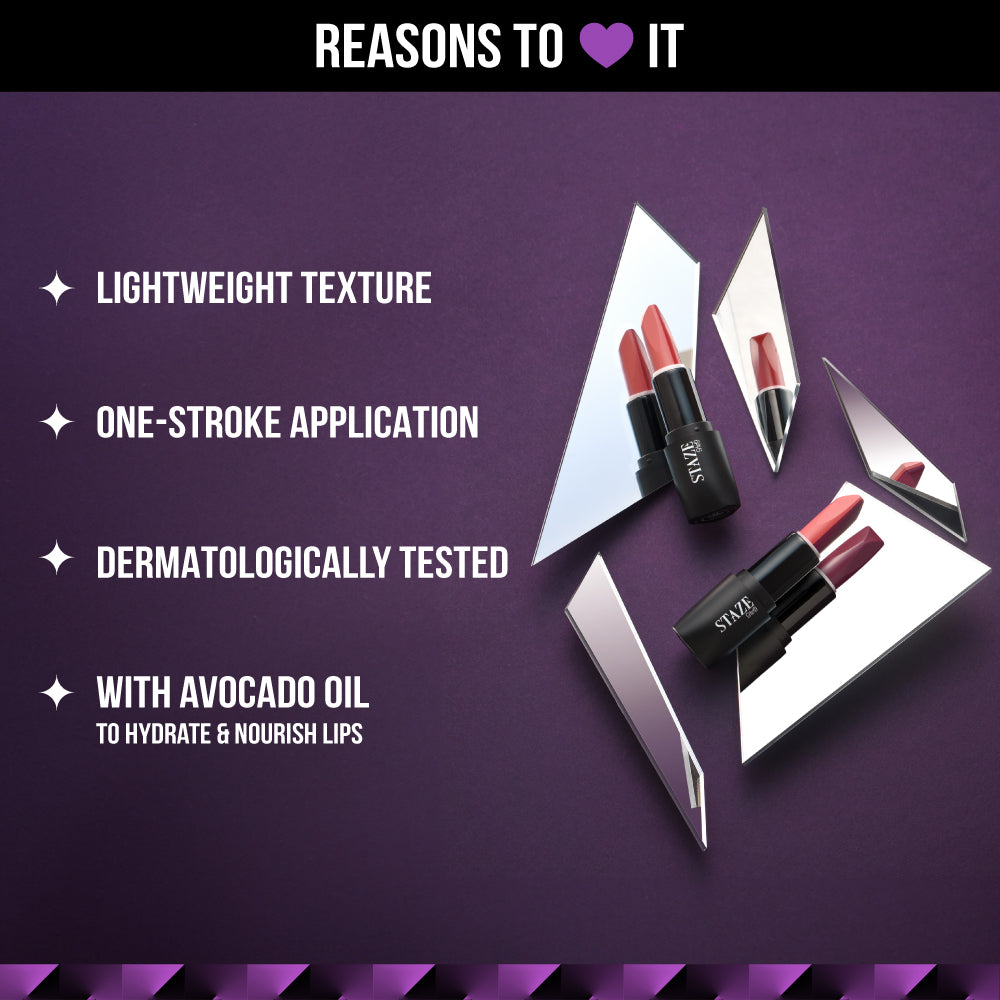 Staze Love Tri-Angle 3 In 1 Matte Lipstick - 01 Brick Pink