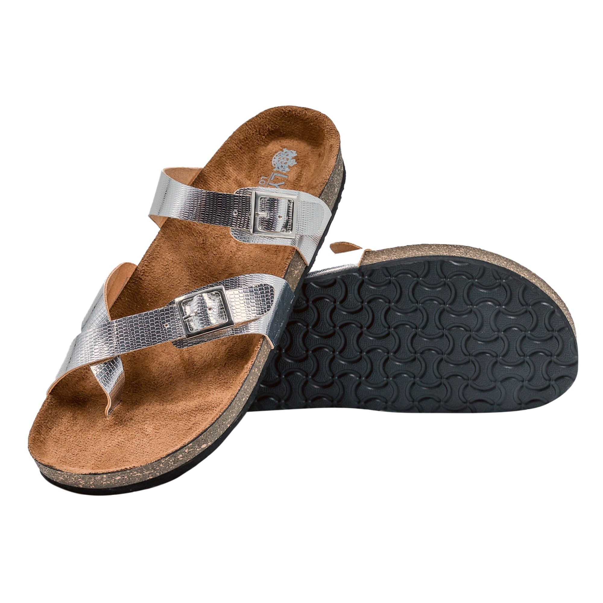LYDC London - Silver L Grain Sandals for Women - Soho - Silver-L-Grain