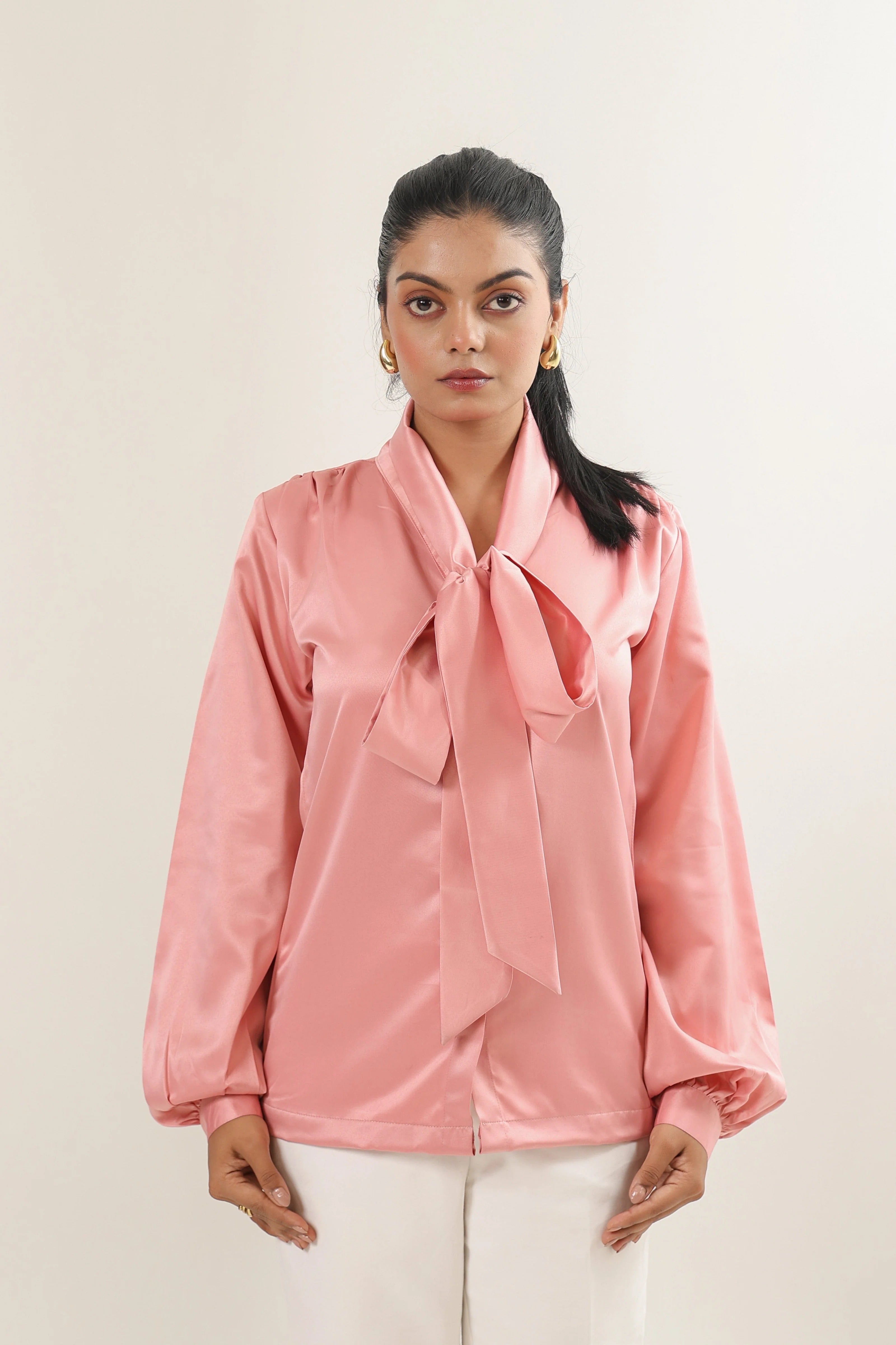 Sugnaa Elle Bow Blouse Top - Pink