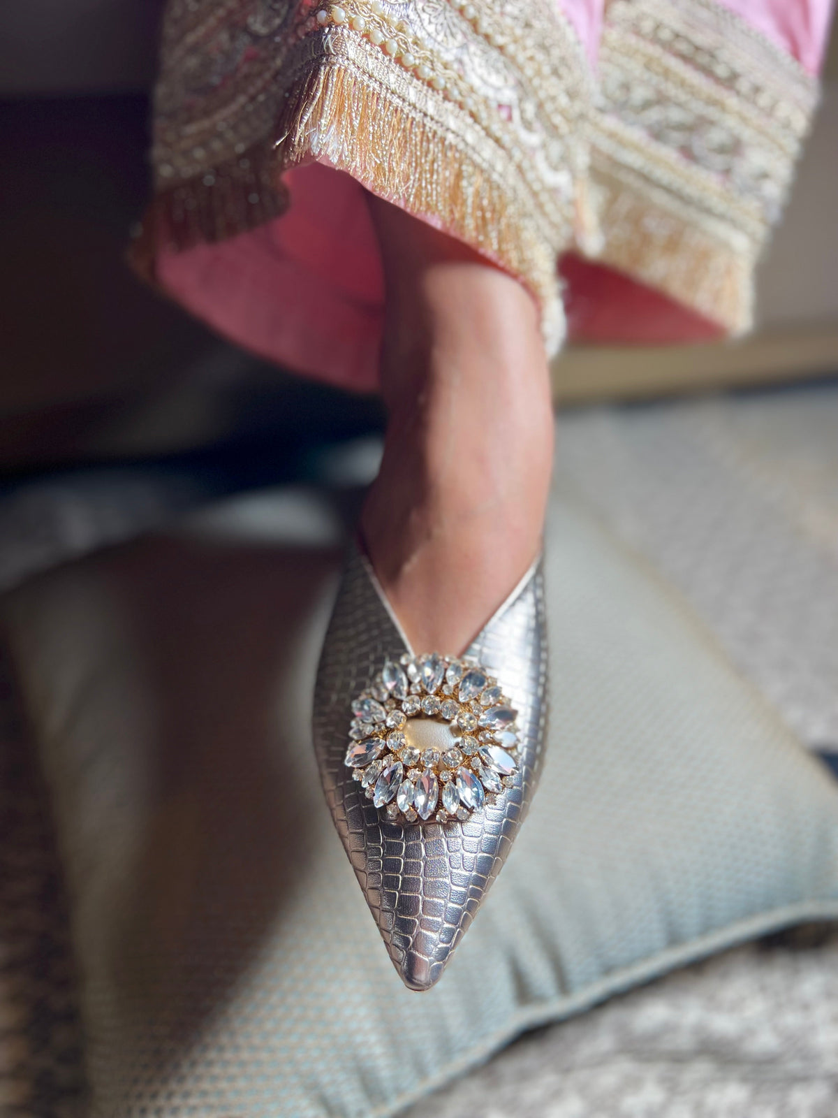Sandal Stories Crystal Luxe Silver Mules
