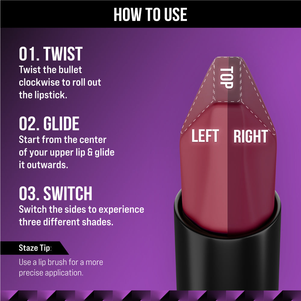 Staze Love Tri-Angle 3 In 1 Matte Lipstick - 01 Brick Pink