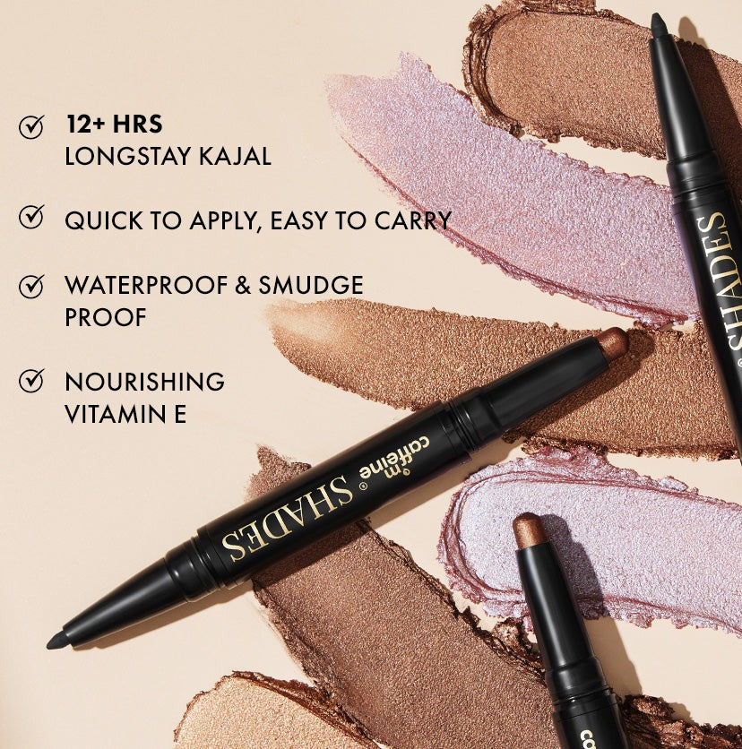 mCaffeine Duo-Verse 2-In-1 Kajal + Eyeshadow - Espresso Brown & Black Magic