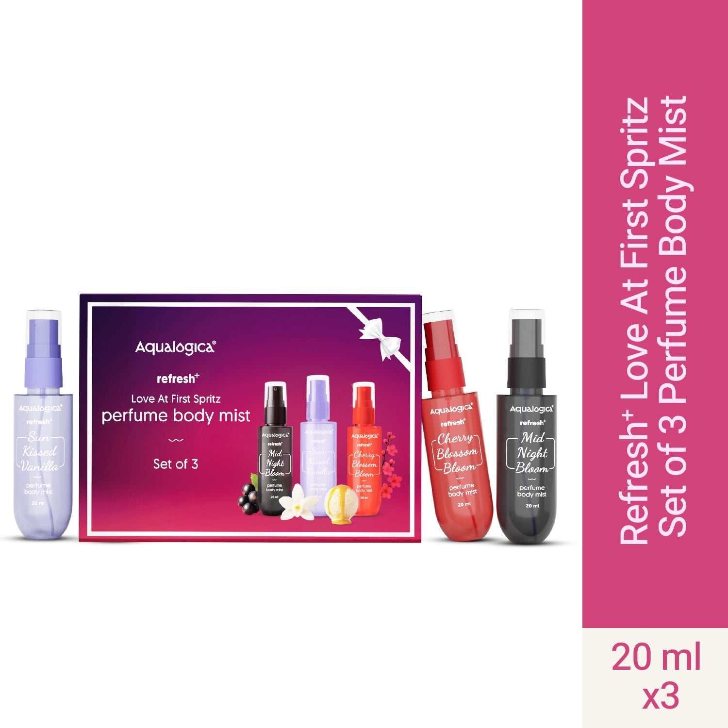 Aqualogica Refresh+ Love At First Spritz Set Of 3 (20ml) Perfume Body Mist