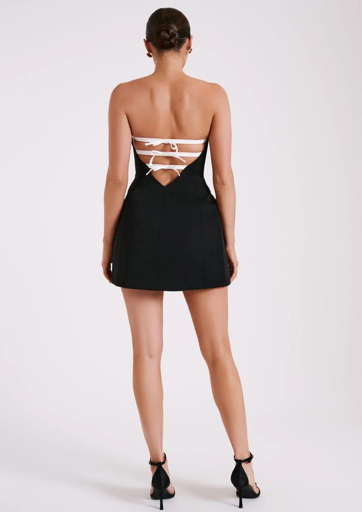 Studio OJS Black Ribbon Back Delight Mini Dress
