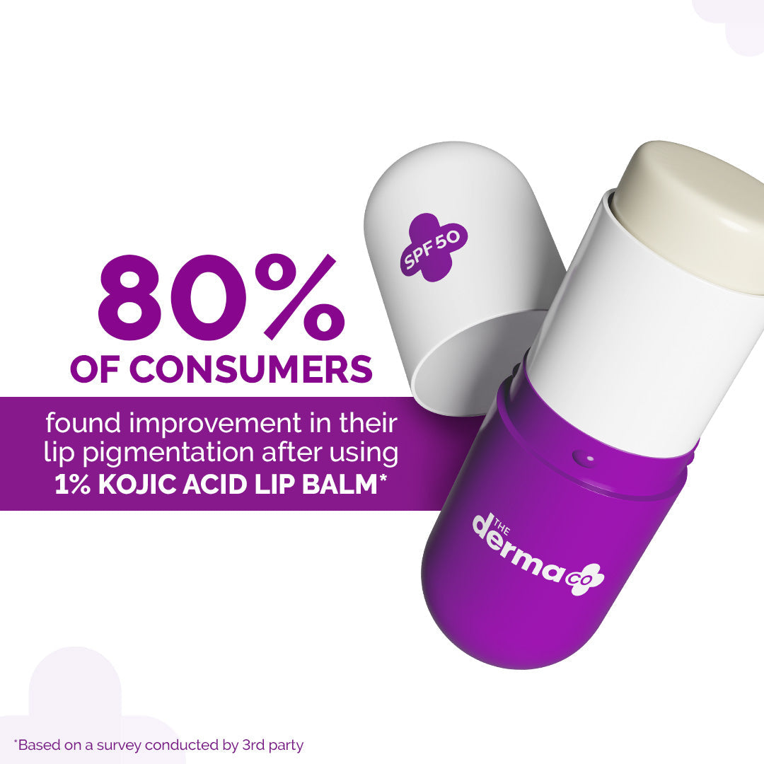 Derma Co 1% Kojic Acid Lip Balm with Alpha Arbutin & Hyaluronic Acid, SPF 50