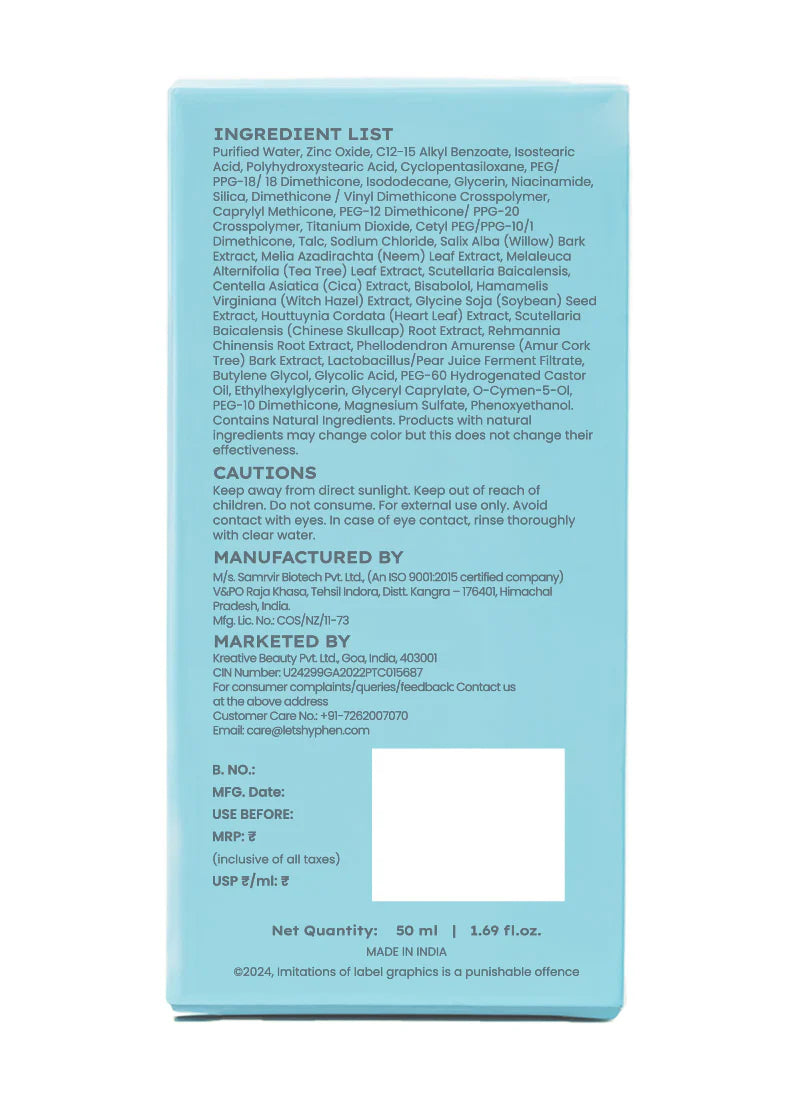 Hyphen Sun Milk 100% Mineral Sunscreen Spf 50 Pa++++