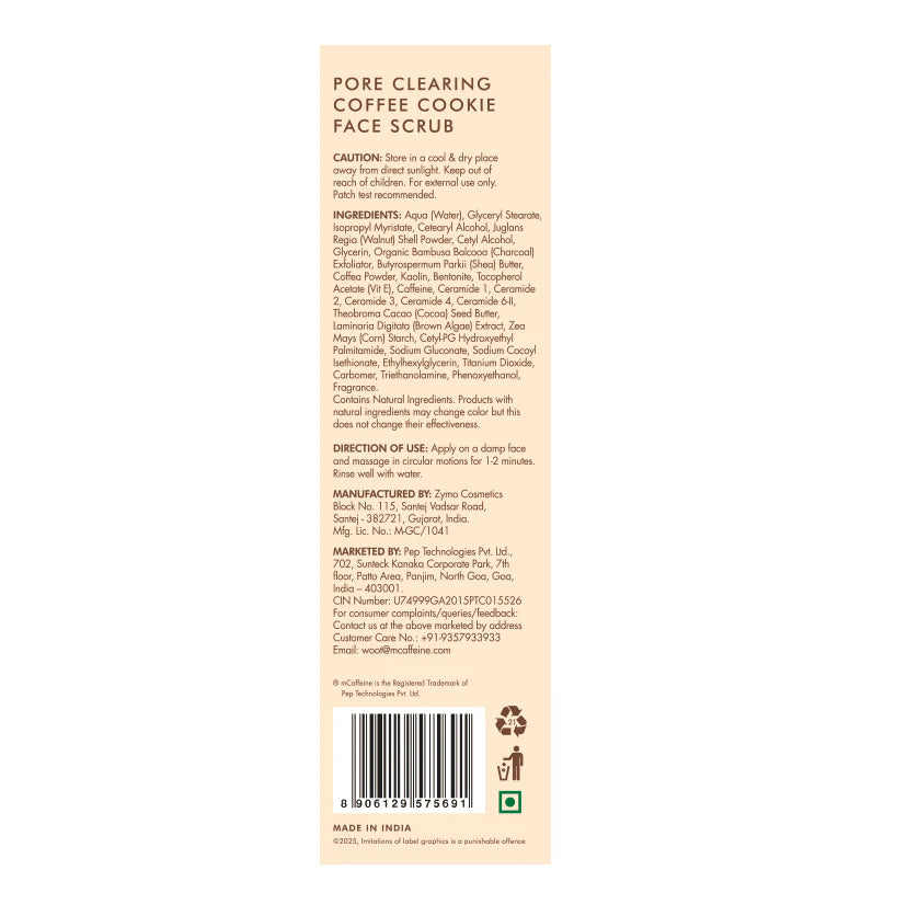mCaffeine Pore Clear Coffee Cookie Face Scrub - 100gm