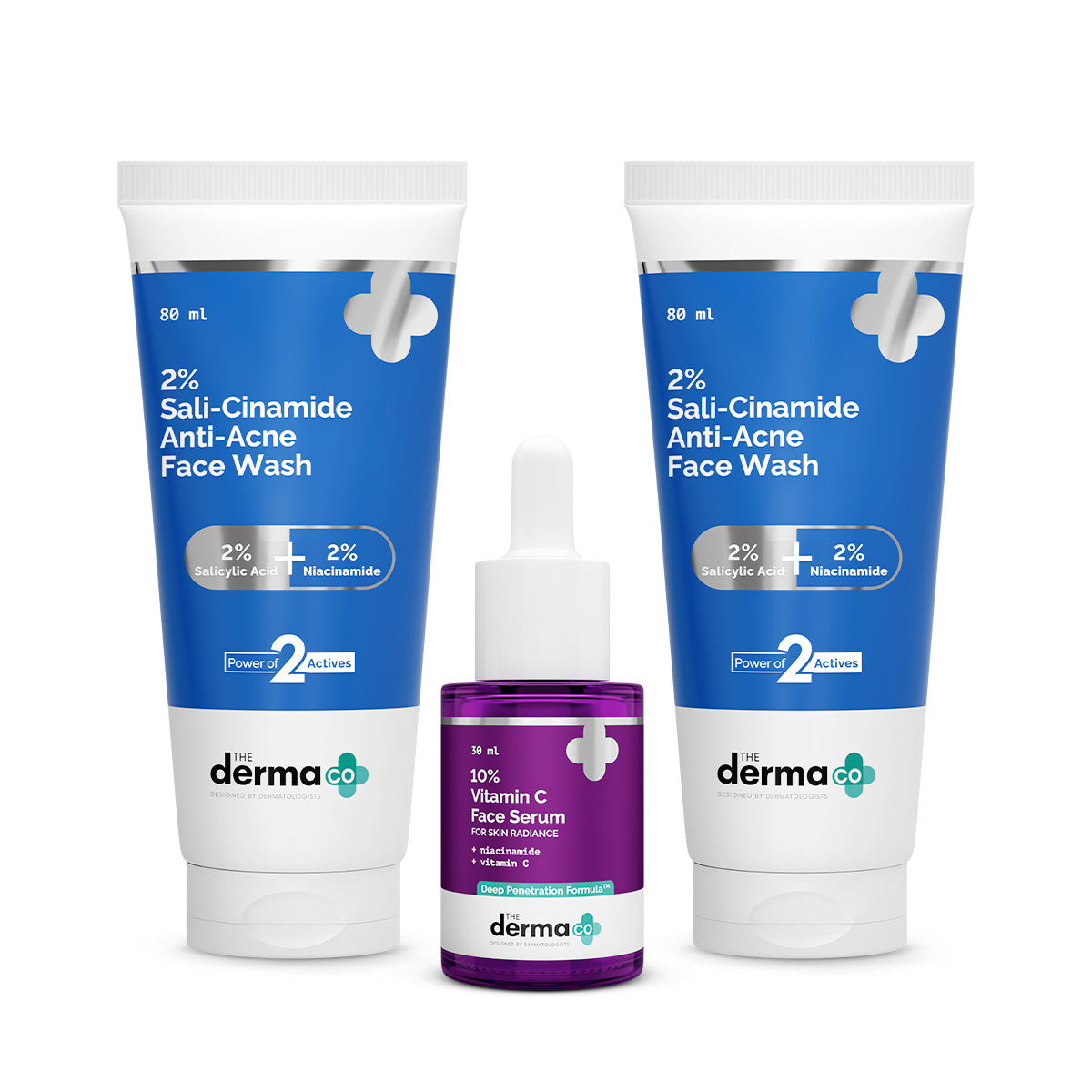 Derma Co Clear Skin Starter Duo (Sali-Cinamide Anti-Acne Face Wash + 10% Vitamin C Face Serum)