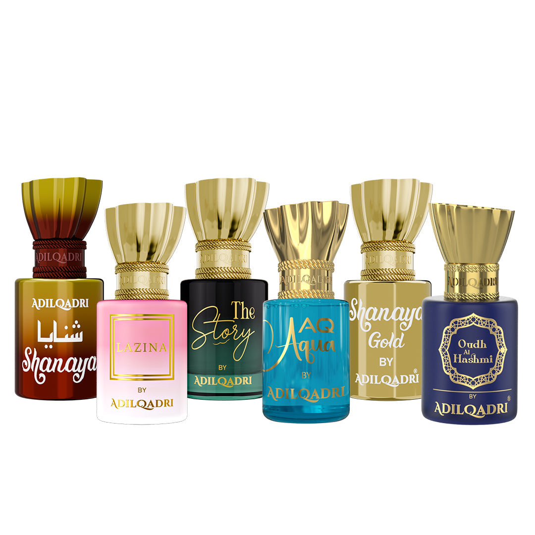 Pack Of 6 Shanaya, Lazina, The Story, AQ Aqua, Shanaya Gold, Oudh Al hashmi Attar 5.5 Ml Each