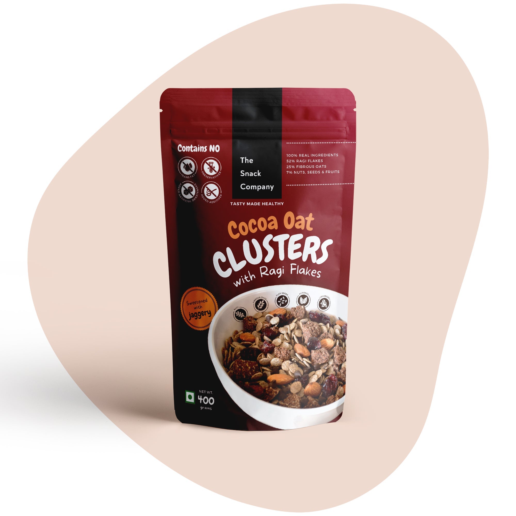 The Snack Company Cocoa Oat Clusters with Ragi Flakes
