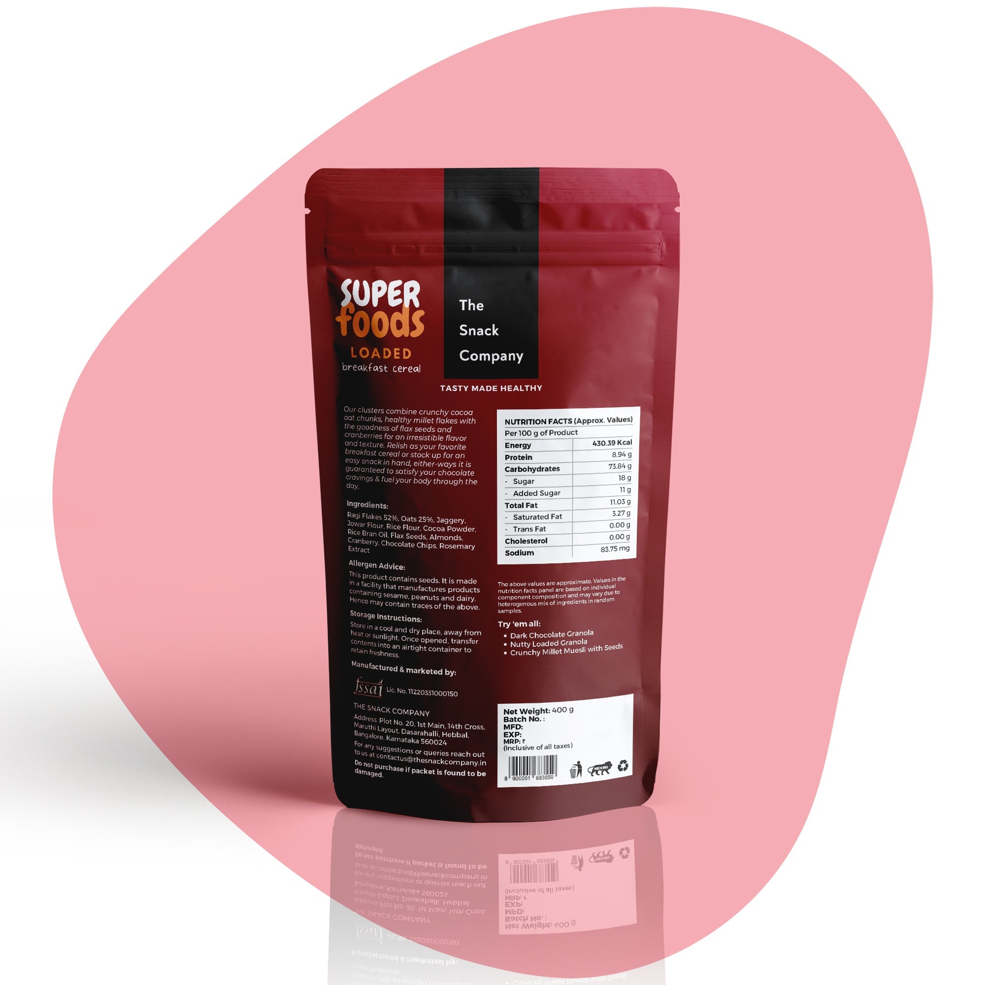 The Snack Company Cocoa Oat Clusters with Ragi Flakes