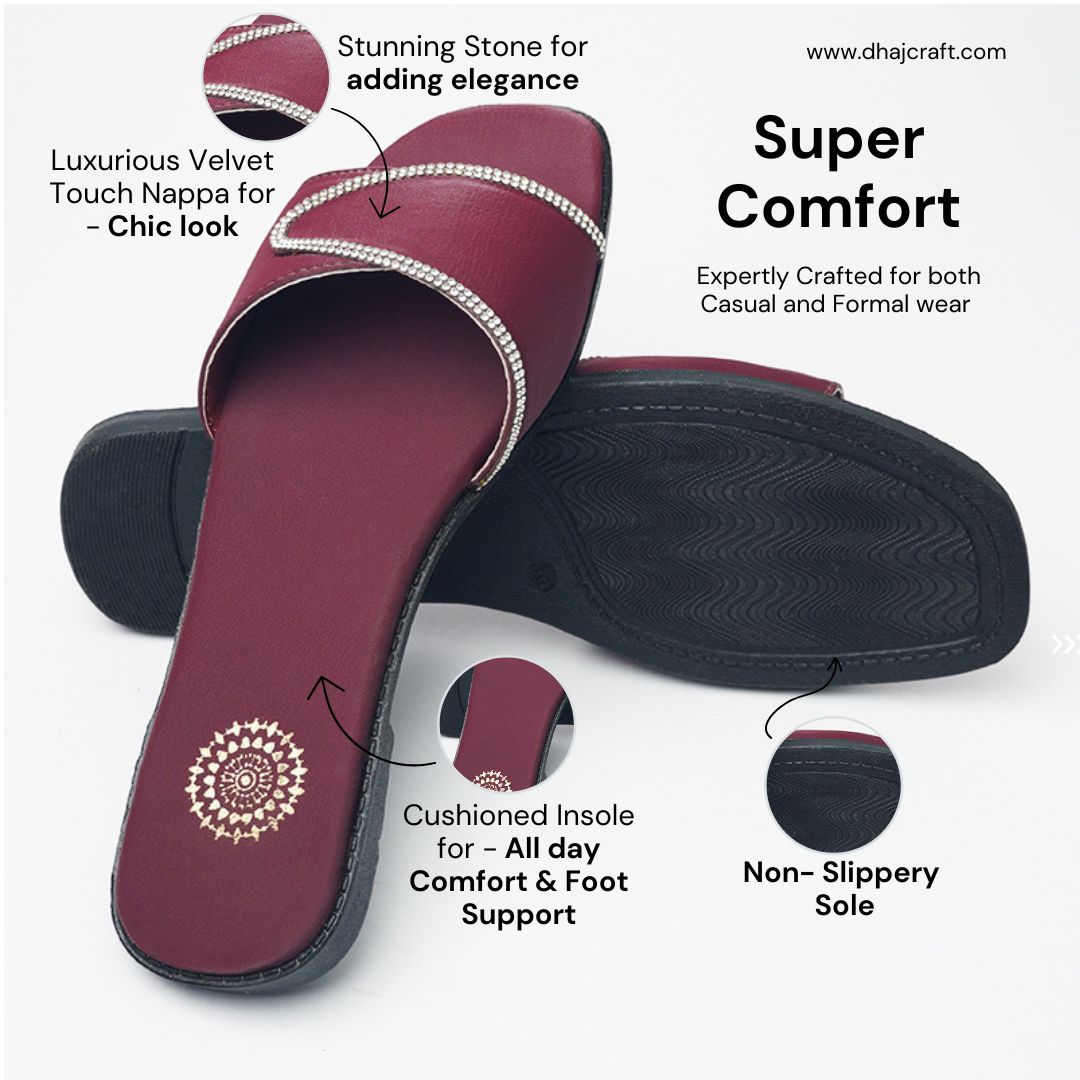 Dhajcraft Maroon T-Shape Casual Flats