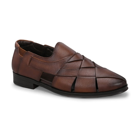 Hirolas Men's Peshawari Shoe Style Vegan Leather Roman Ethnic Sandal
