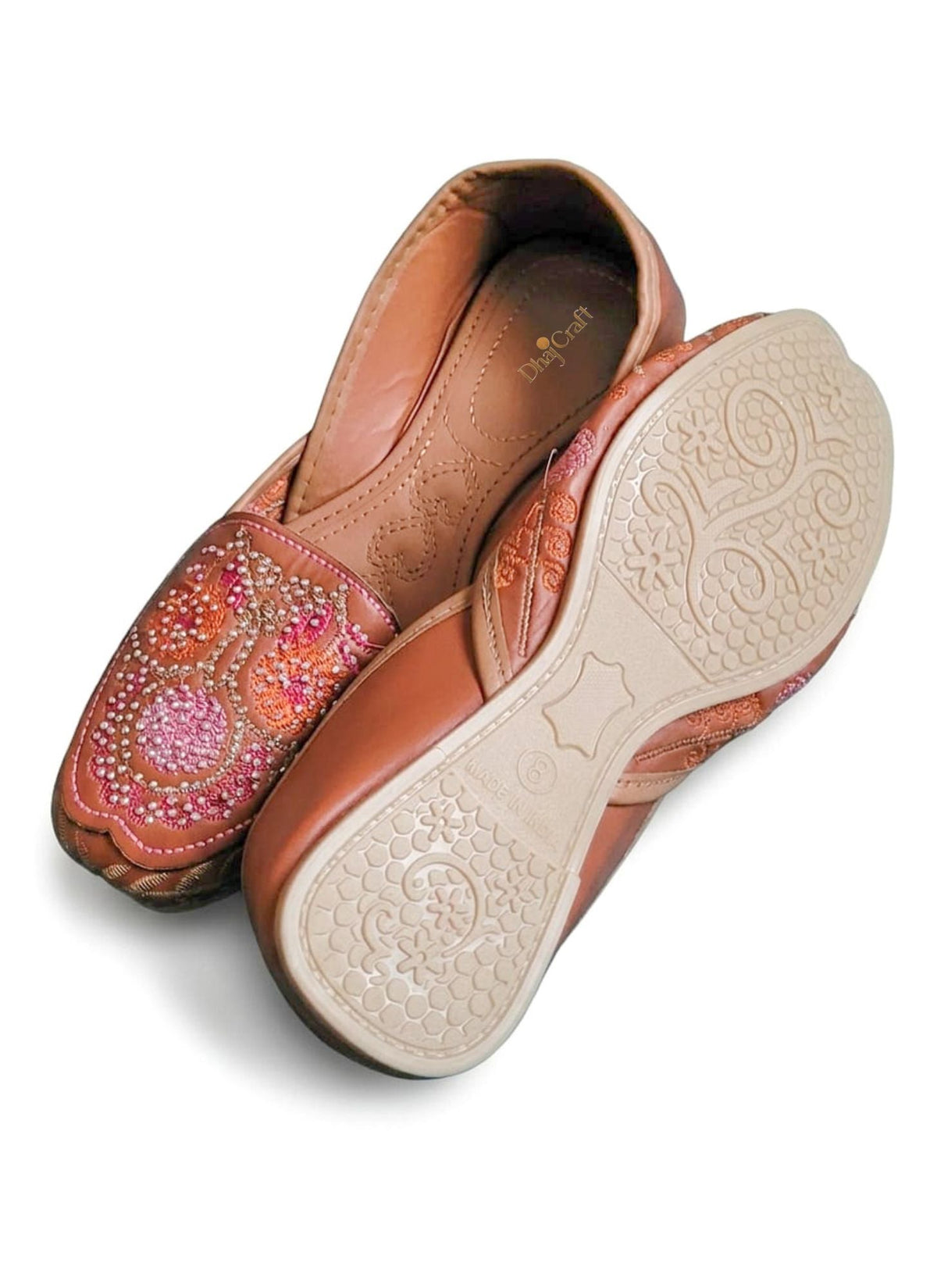 Dhajcraft Brown Embroidered Loafer - Hand wash