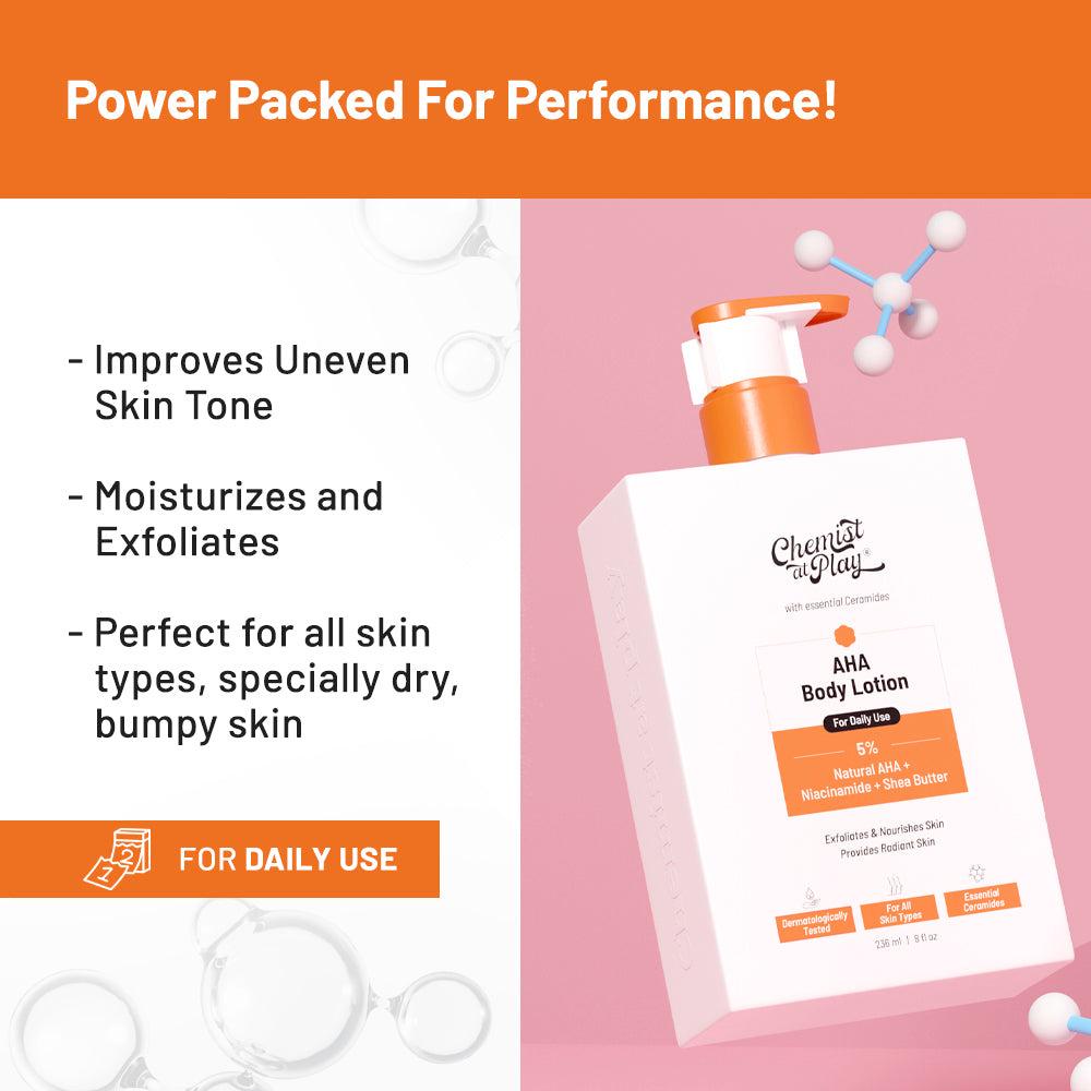 Chemist at Play Exfoliating Body Scrub & AHA Body Lotion