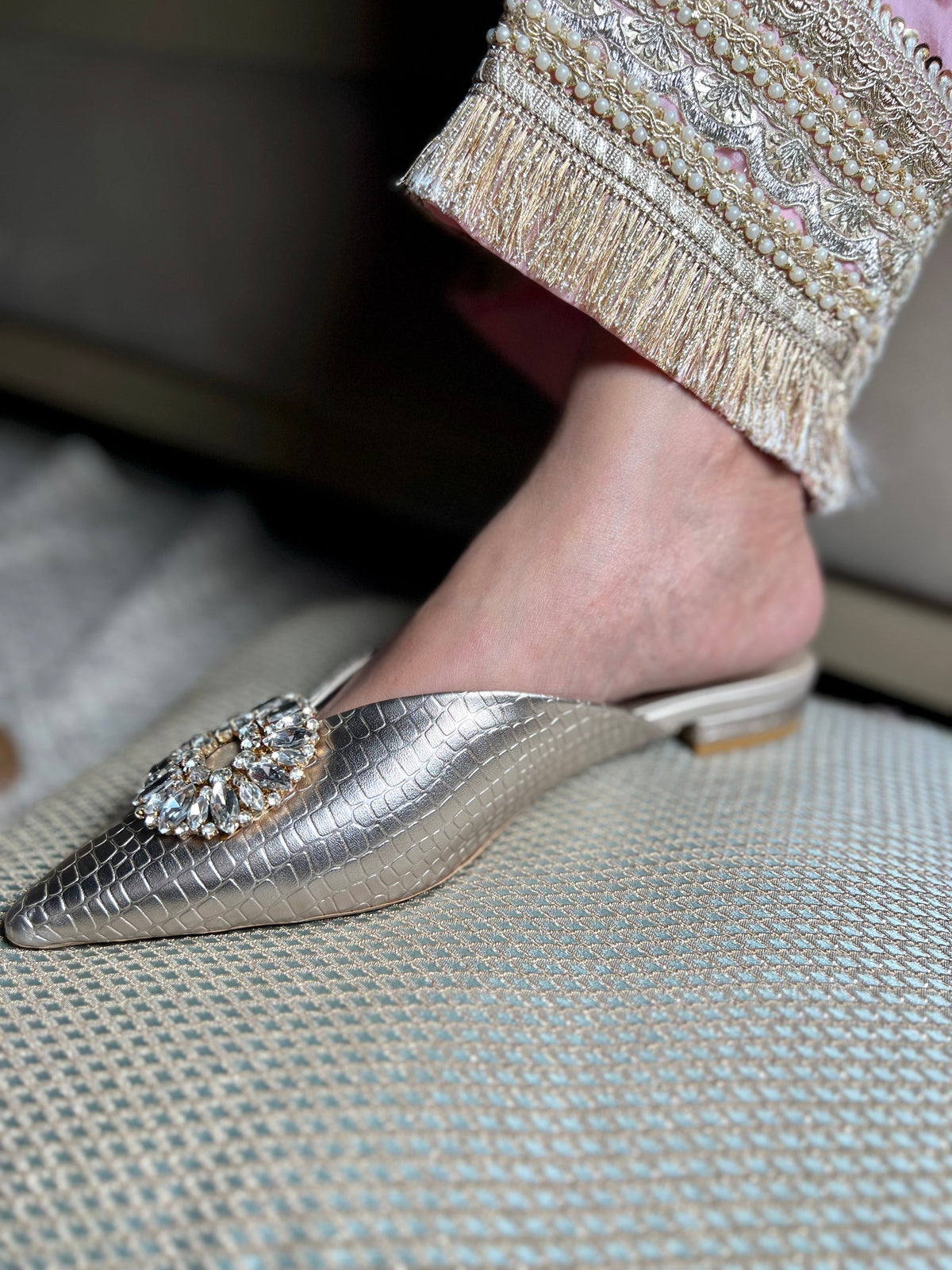 Sandal Stories Crystal Luxe Silver Mules