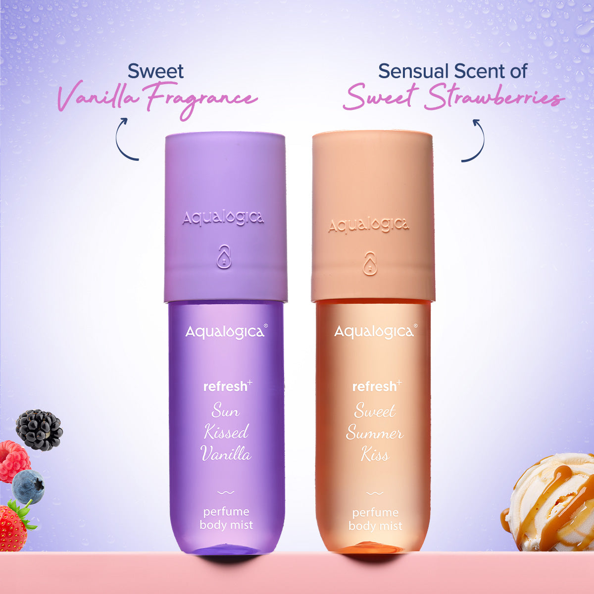 Aqualogica Refresh+ Sweet Vanilla & Sensual Strawberry Body Mist Duo