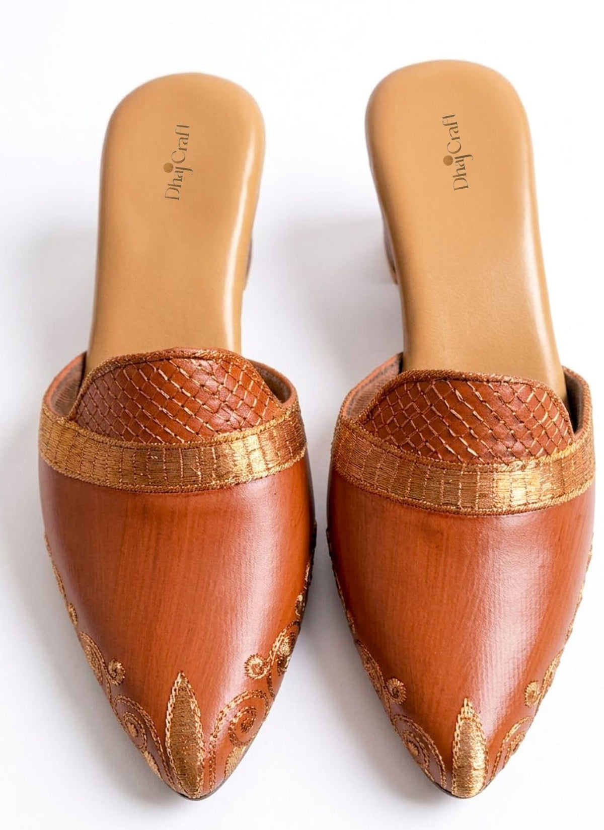 Dhajcraft Embroidered Leather Block Heels sandal