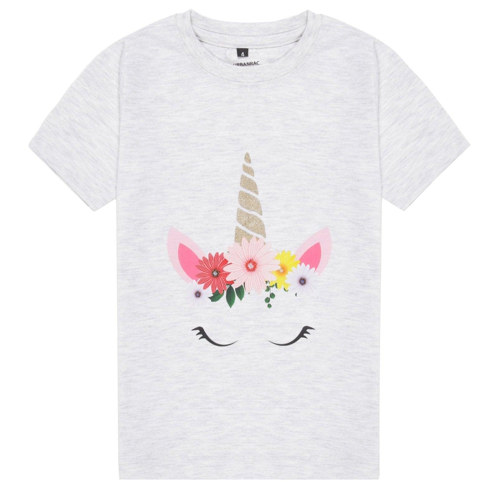 Urbanrac Grey Unicorn Print T-Shirt