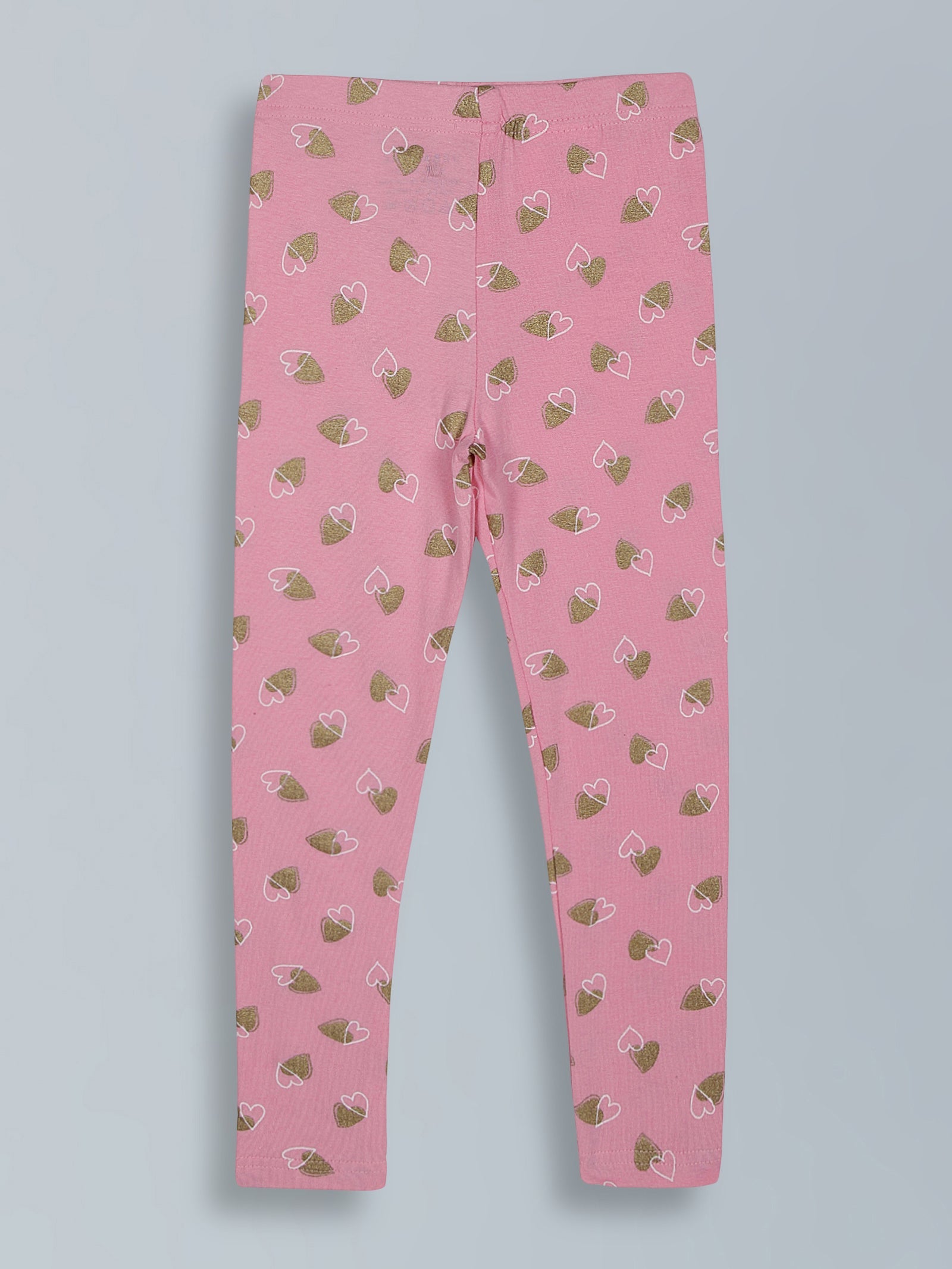 Urbanrac Pink with Glitter Hearts Leggings for Little Girls