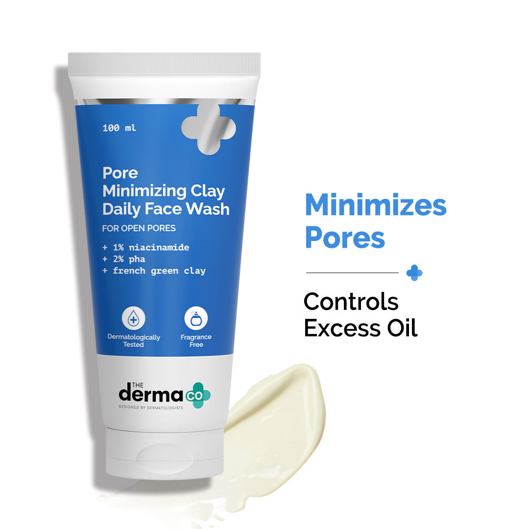 Derma Co Pore Minimizing Clay Daily Face Wash with 1% Niacinamide & 2% PHA - 100ml