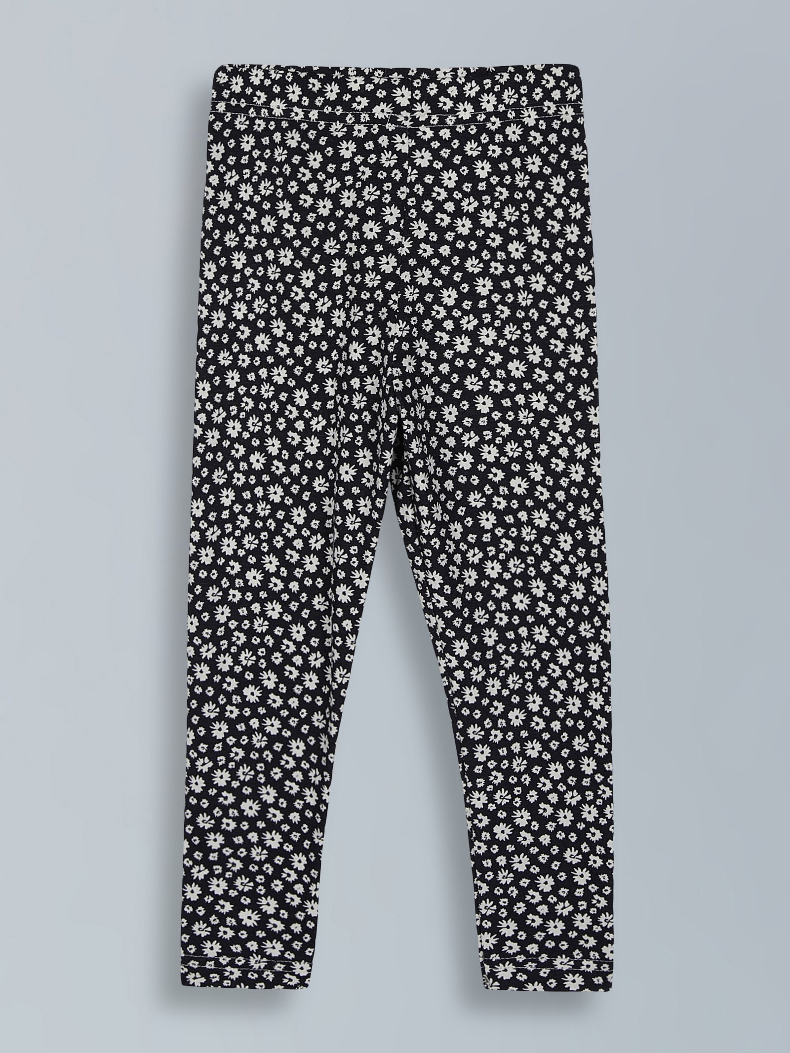 Urbanrac Black Floral Print Leggings for Little Girls