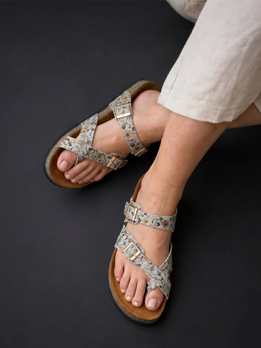LYDC London - Women's Madhubani Print Fashion Sandals - Soho - Green
