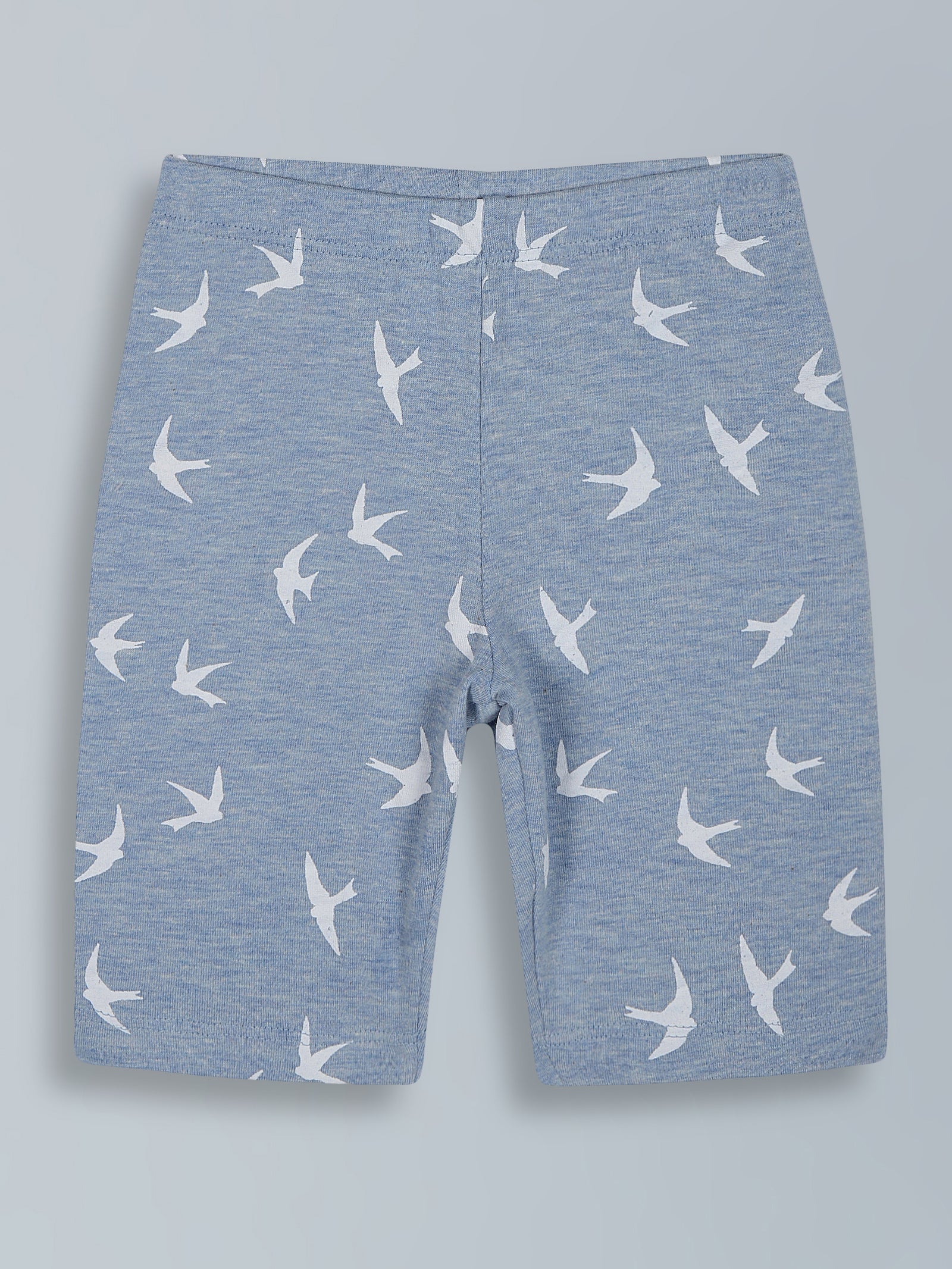 Urbanrac Girls Denim Blue Print Cycling Shorts