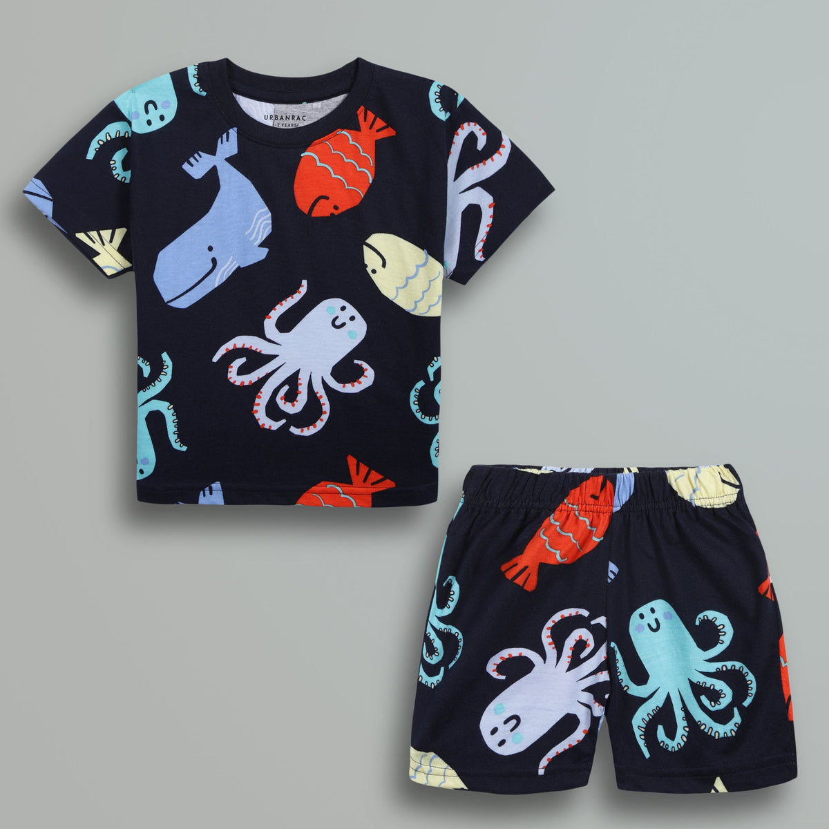 Urbanrac 100% Cotton Co-Ord Sets - Little Kids - Sea Animals