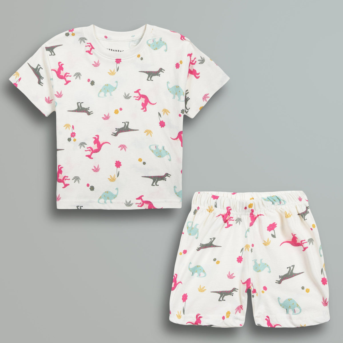 Urbanrac 100% Cotton Co-Ord Sets - Little Kids - Vibrant Dino Print