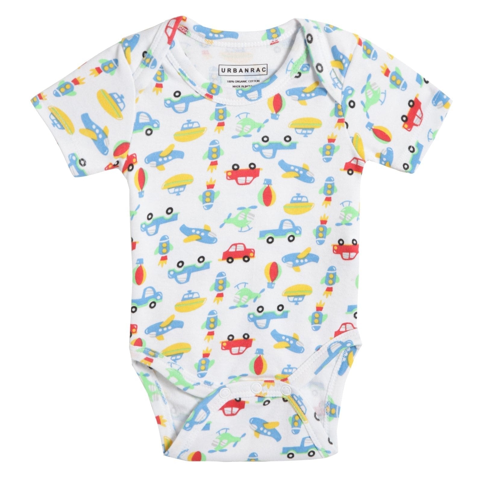 Urbanrac GOTS Certified Organic Cotton Baby Onesies - Car Print