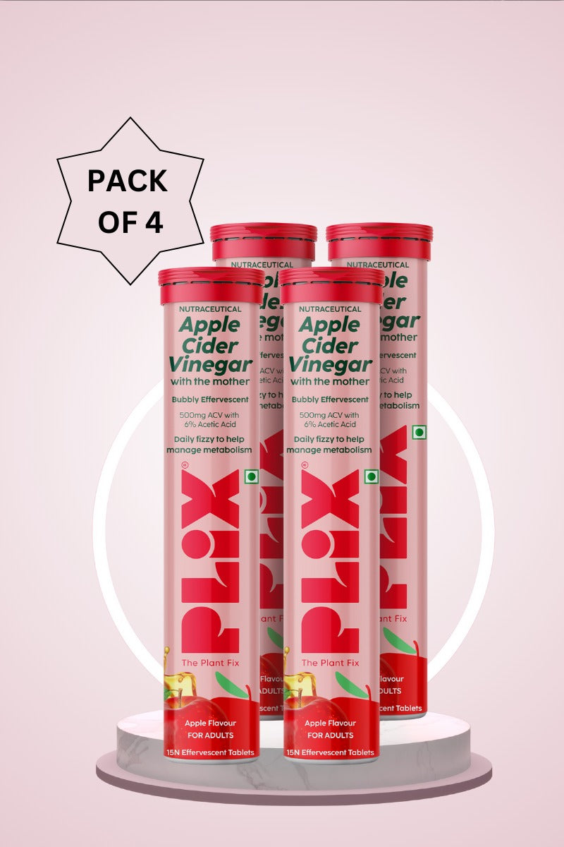 Plix Apple Cider Vinegar Effervescent Tablets (Apple, Pack of 4)
