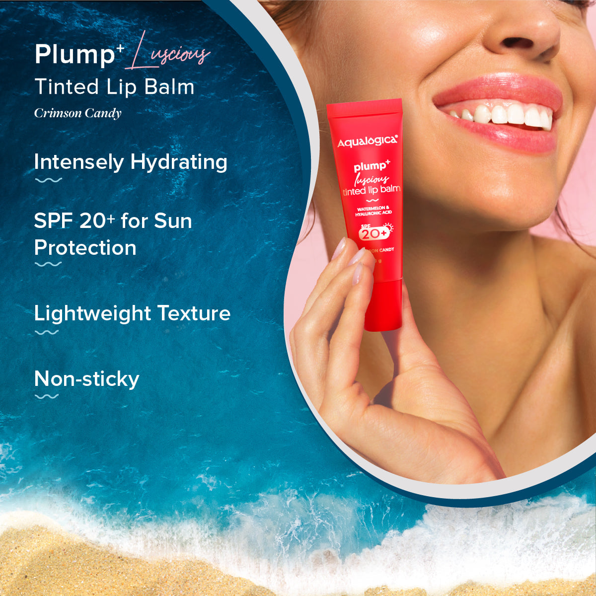 Aqualogica Crimson Candy Plump+ Luscious Tinted Spf 20+ Lip Balm