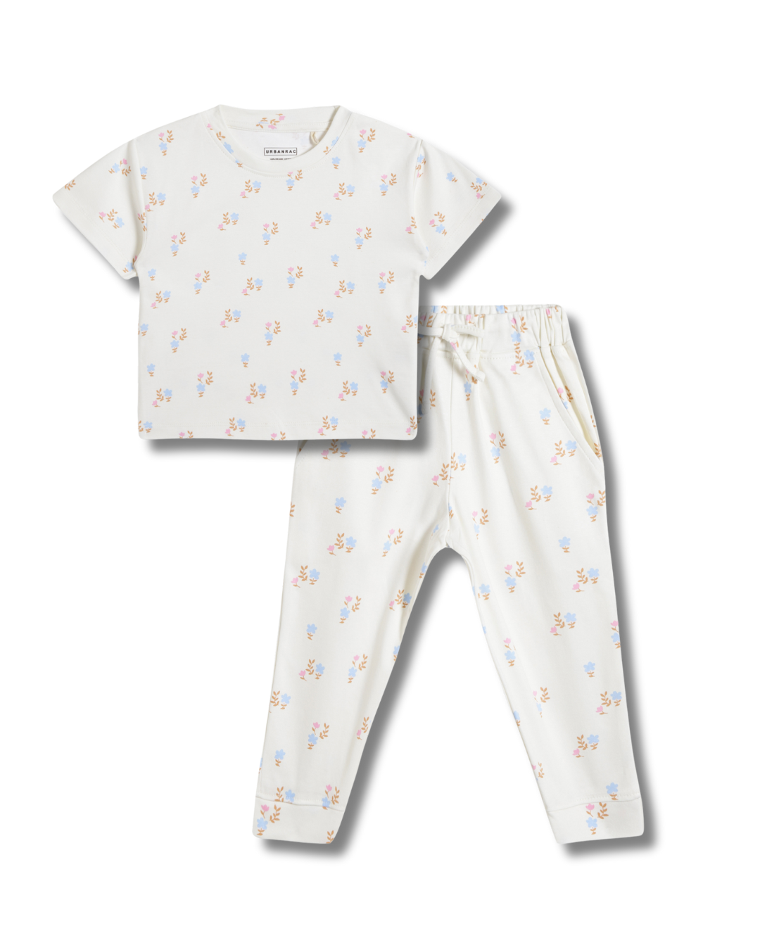 Urbanrac GOTS Certified Organic Cotton Sleepwear Set for Toddlers - Floral Print