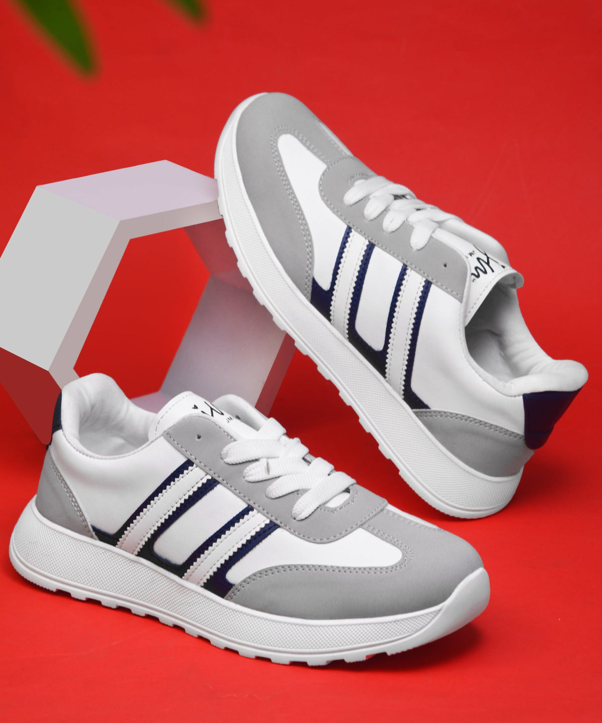 JM Looks The Urban Stripe Classic Breathable Sneaker with Round Toe & Lace-Up Closure