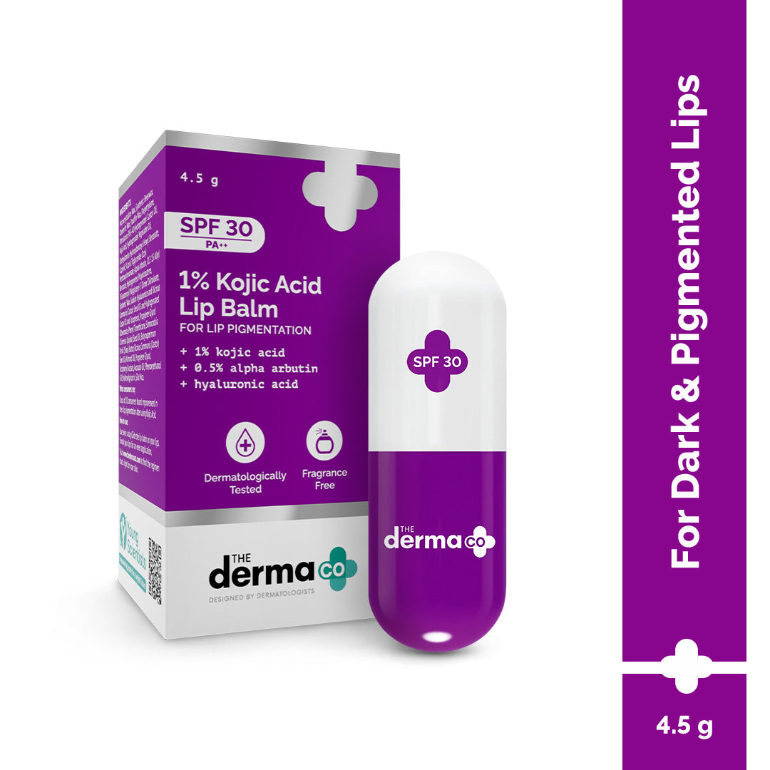 Derma Co 1% Kojic Acid Lip Balm with Alpha Arbutin & Hyaluronic Acid, SPF 30 PA++