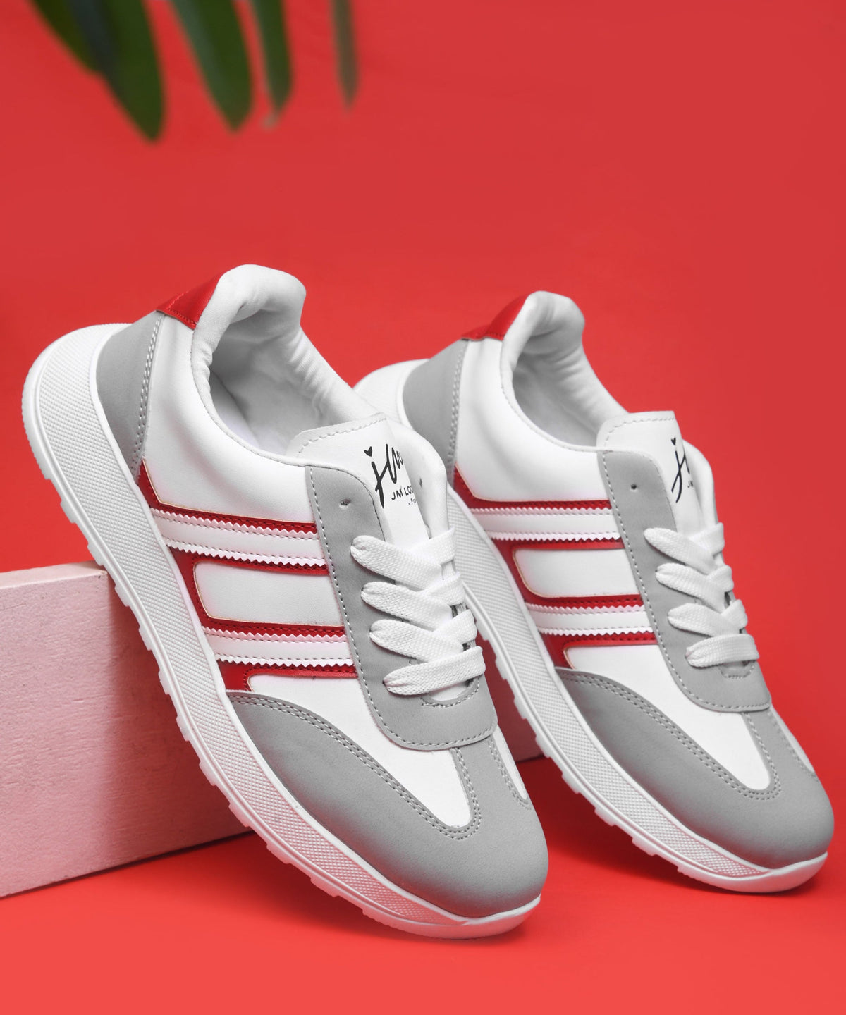 JM Looks The Urban Stripe Classic Breathable Sneaker with Round Toe & Lace-Up Closure