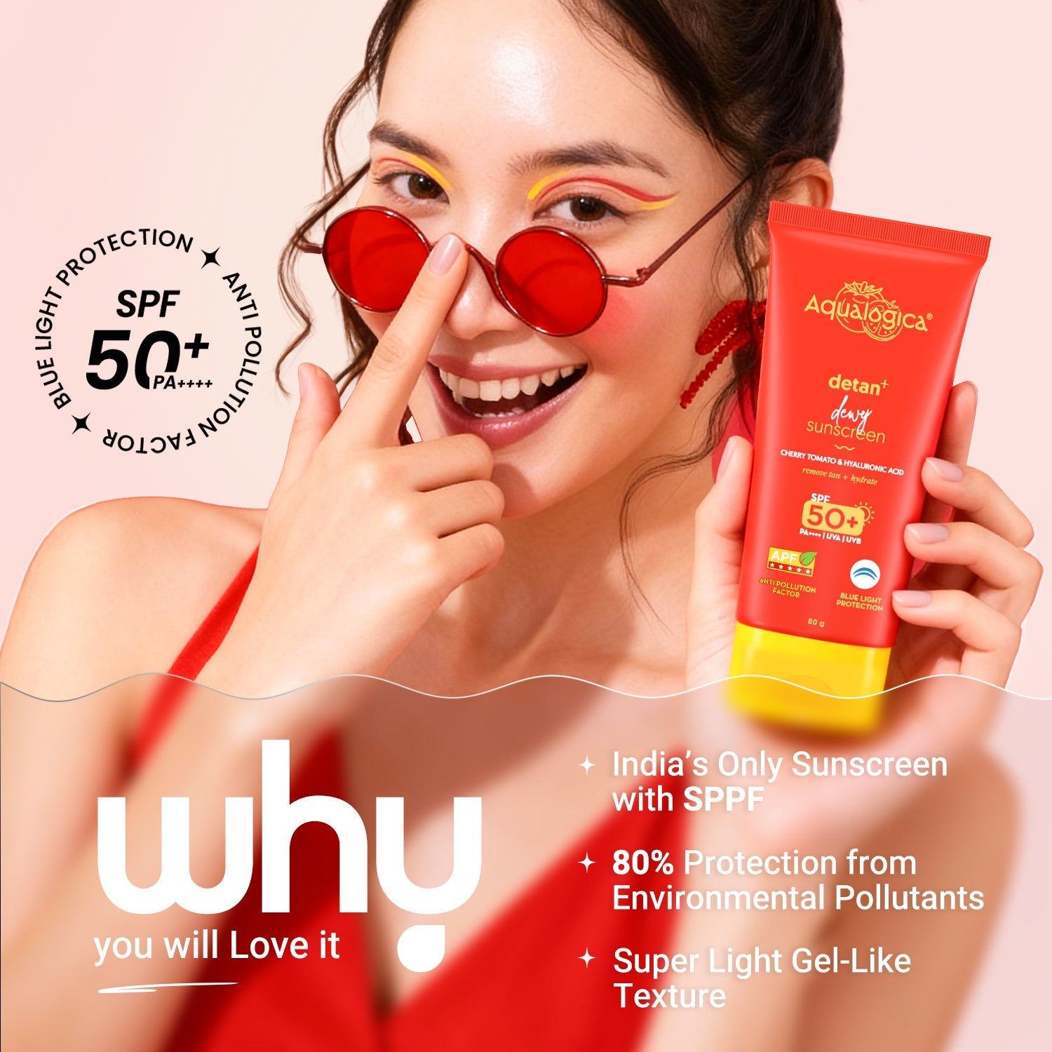 Aqualogica Detan+ Dewy Gel Sunscreen Spf 50+ Pa++++