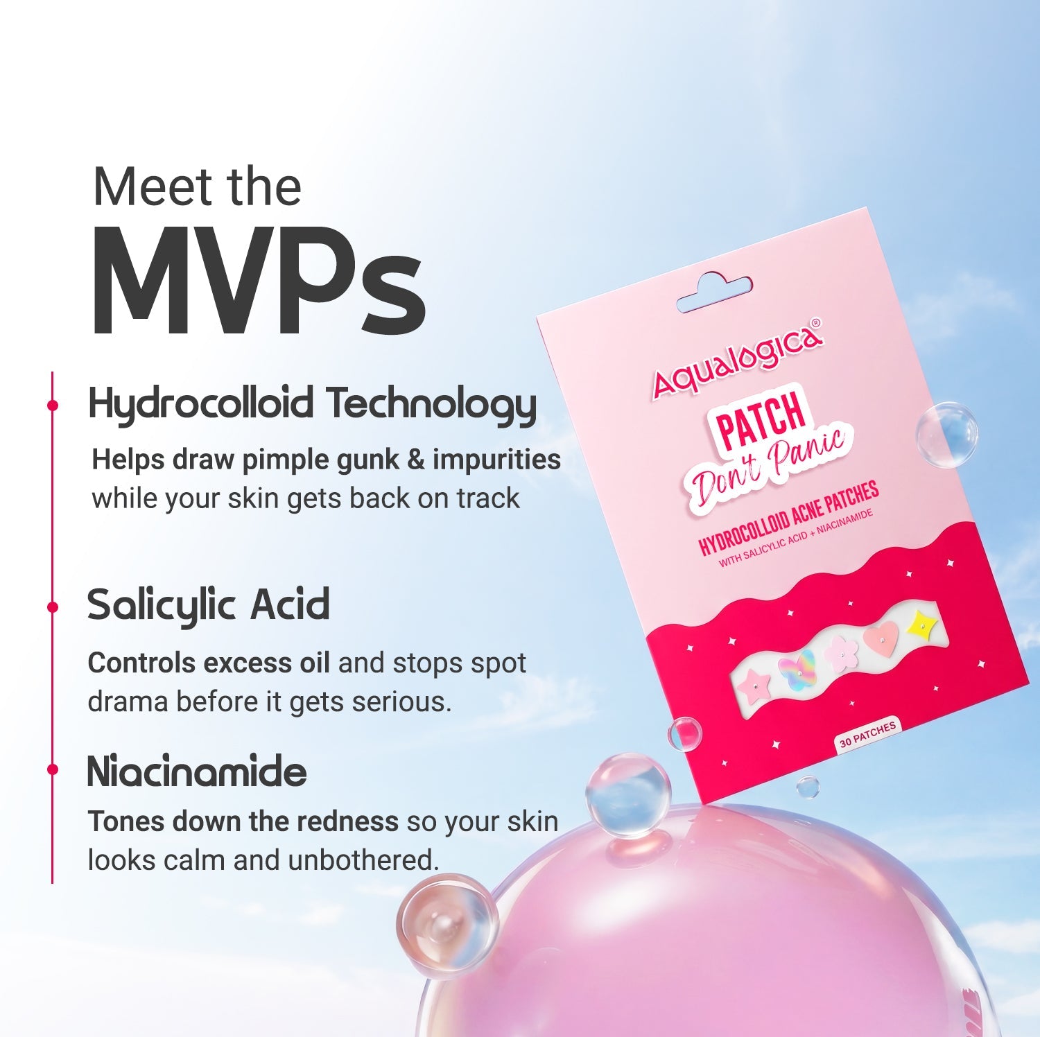 Aqualogica Patch, Don’t Panic - Acne Patches (30 Pieces)