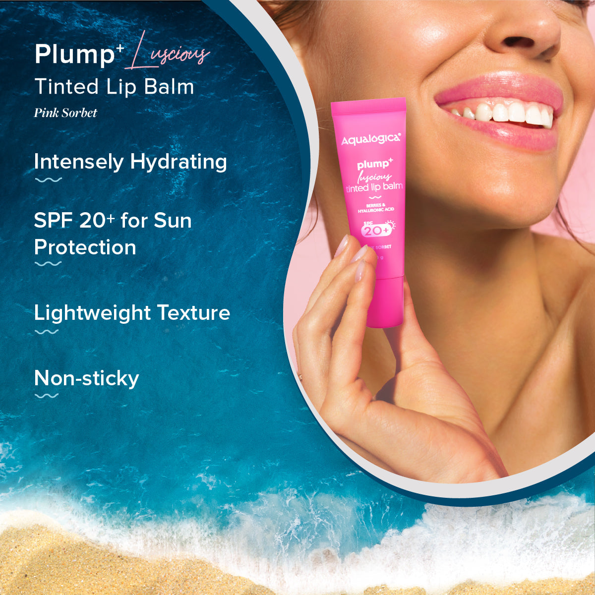 Aqualogica Pink Sorbet Plump+ Luscious Tinted Spf 20+ Lip Balm