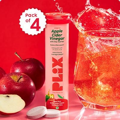 Plix Apple Cider Vinegar Effervescent Tablets (Apple, Pack of 4)