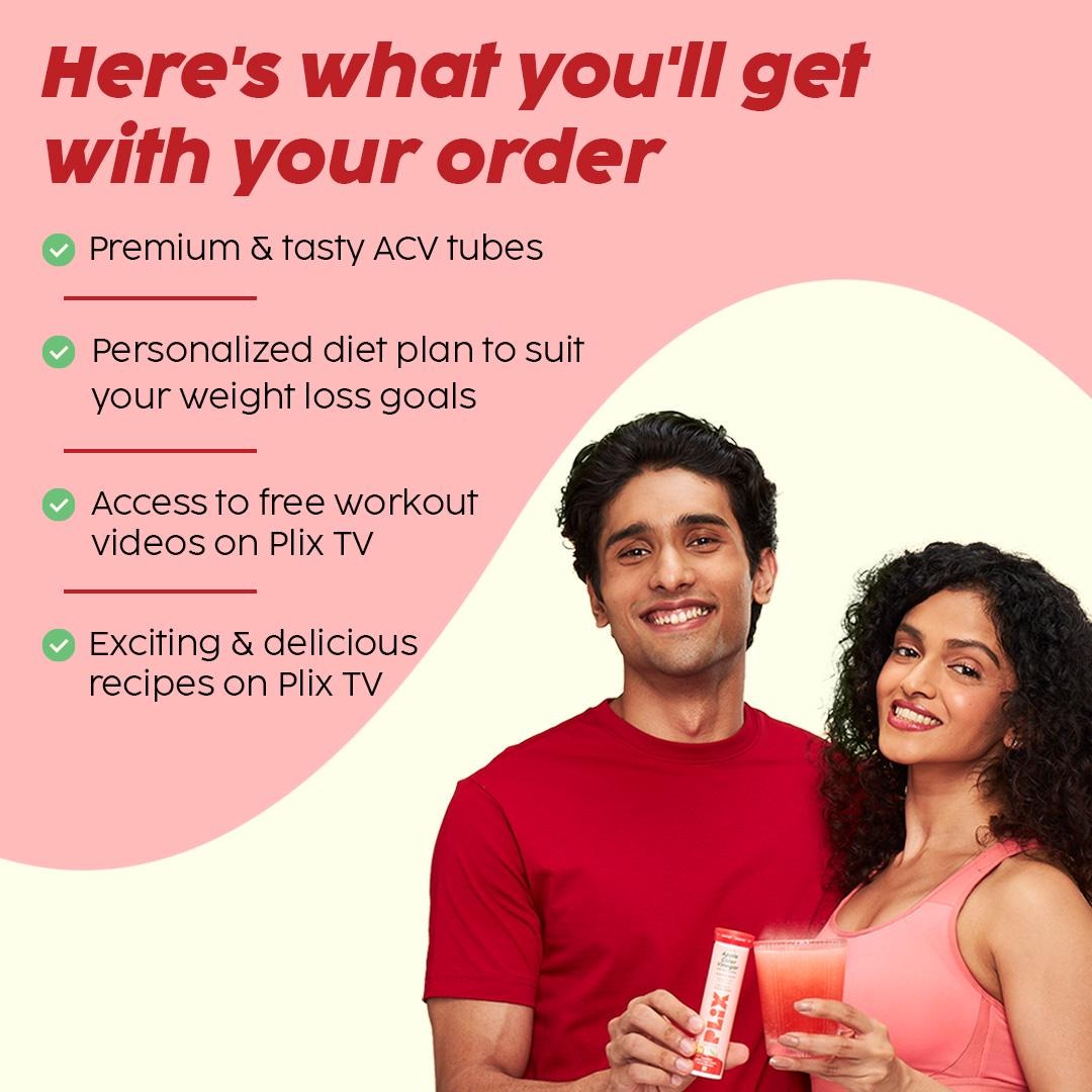 Plix Apple Cider Vinegar Effervescent Tablets (Apple, Pack of 4)